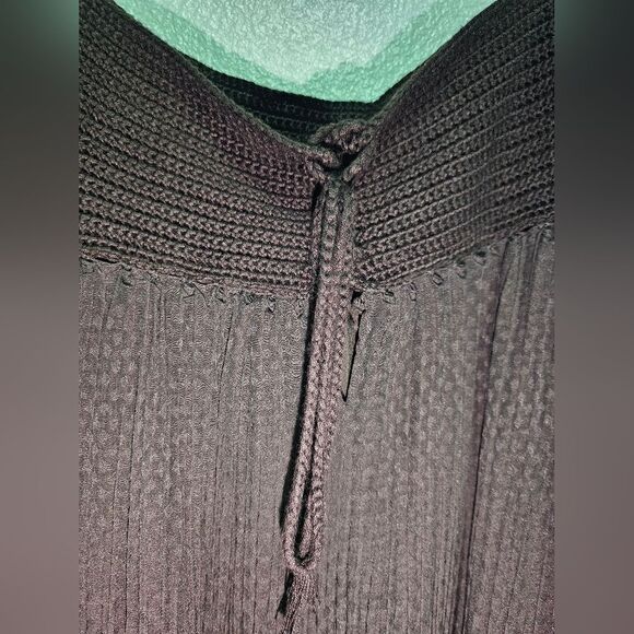 Jigsaw Silk Blend Empire Waist Laced Crochet Upper Gauzy Column Midi Dress Sz 4 - Picture 6 of 12